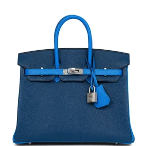 Hermès Birkin HSS 25 Bleu Hydra and Bleu Saphir Chèvre Brushed Palladium Hardware