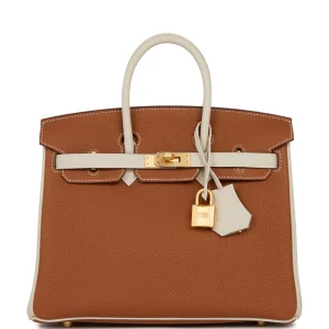 Hermès Birkin HSS 25 Gold and Craie Togo Brushed Gold Hardware