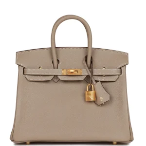 Hermès Birkin HSS 25 Gris Tourterelle Verso Chevre Brushed Gold Hardware