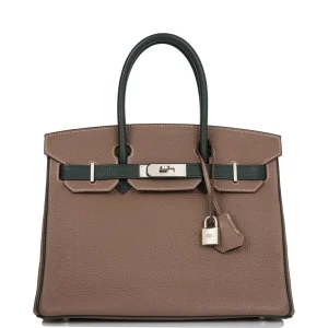 Hermès Birkin HSS 30 Etoupe and Vert Fonce Togo Brushed Palladium Hardware