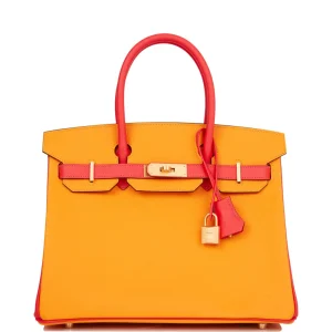 Hermès Birkin HSS 30 Jaune D'Or and Rose Jaipur Epsom Brushed Gold Hardware
