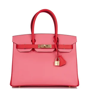 Hermès Birkin HSS 30 Rose Azalee and Rouge de Coeur Epsom Permabrass Hardware
