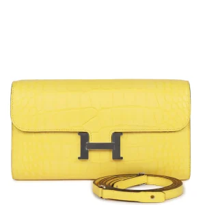 Hermès Constance Wallet To Go Mimosa Matte Alligator Palladium Hardware