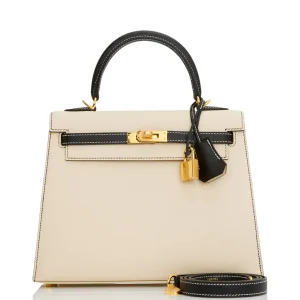 Hermès Kelly HSS Sellier 25 Nata and Black Epsom Gold Hardware