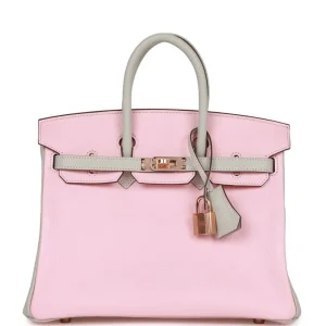 Hermès Birkin HSS 25 Rose Sakura Gris Perle Chevre Mysore Rose Gold Hardware