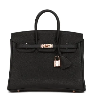 Hermès Birkin 25 Noir Togo Rose Gold Hardware