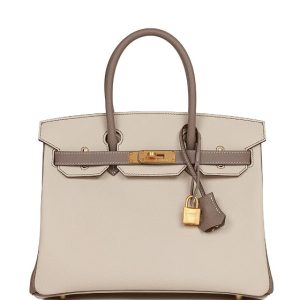 Hermès Birkin Sellier HSS 25 Craie/Gris Asphalt Epsom Gold hardware