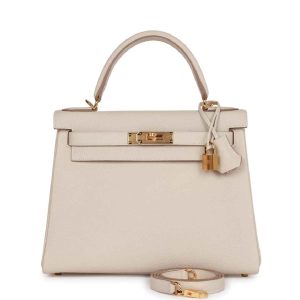 Hermès Kelly 28 Craie Togo Gold hardware