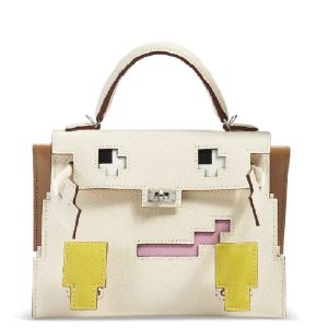Hermès Kelly Doll Pixel Nata, Chai, Mauve Sylvestre and Lime Epsom Palladium Hardware