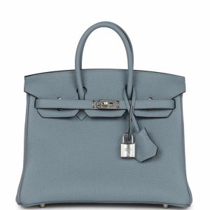 Hermès Birkin 25 Blue Lin Verso Togo Palladium Hardware