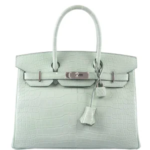 Hermès Birkin 25 Vert d'eau Matt Alligator Crocodile Palladium Hardware
