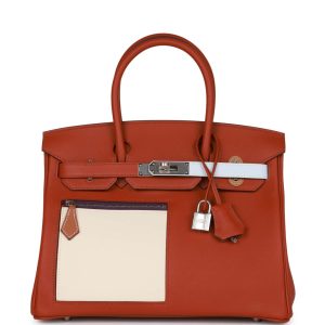 Hermès Birkin 30 Colormatic Cuivre, Nata and Bleu Brume Swift Palladium Hardware