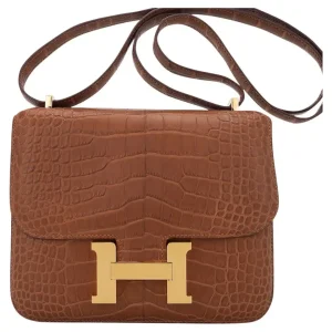 Hermès Constance 18 Gold Matte Alligator Gold Hardware