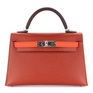 Hermès Kelly 20 Verso Tri-Colour Rouge Venitien/Rose Texas/Rouge Sellier Epsom Palladium Hardware