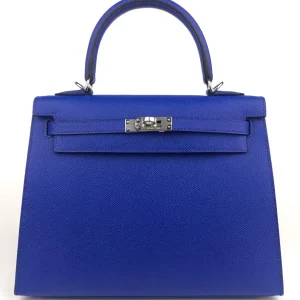 Hermès Kelly 25 Bleu Royal Epsom Palladium Hardware