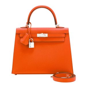 Hermès Kelly 25 Orange Epsom Palladium Hardware