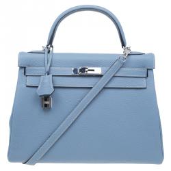 Hermès Kelly Retourne 32 Blue Pale Togo Palladium Hardware