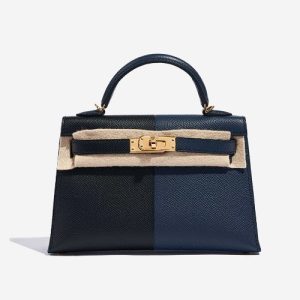 Hermès Kelly Sellier 20 Bleu Indigo/Black Epsom Gold Hardware