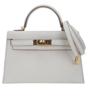 Hermès Kelly Sellier 20 Mushroom Chevre Mysore Gold Hardware