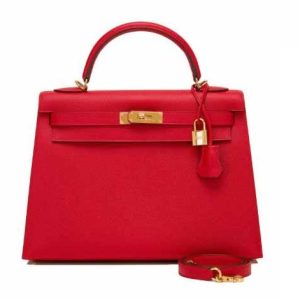 Hermès Kelly Sellier 20 Rouge Casaque Epsom Gold Hardware