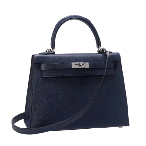 Hermès Kelly Sellier 25 Blue Indigo Epsom Palladium Hardware