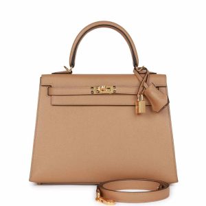 Hermès Kelly Sellier 25 Chai Epsom Gold Hardware