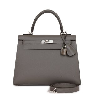 Hermès Kelly Sellier 25 Gris Meyer Epsom Palladium Hardware