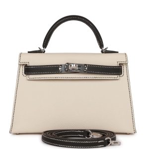 Hermès Kelly Sellier HSS 20 Craie / Black Epsom Palladium Hardware