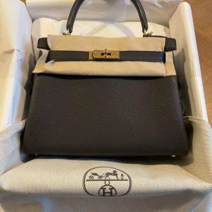 Hermès Kelly 28 Black 89 Togo