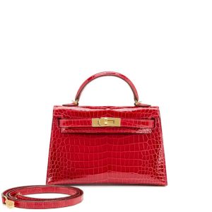 Hermès Kelly 20 Braise 95 Porosus Crocodile Shiny