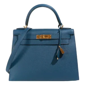 Hermès Kelly 32 Blue Colvert 1P Epsom