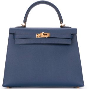 Hermès Kelly 25 Navy 7U Epsom