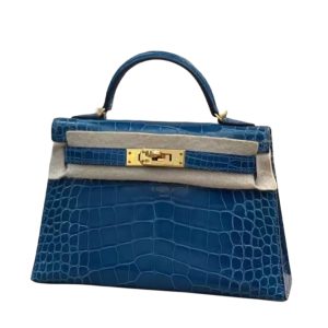 Hermès Kelly 20 Mykonos  7Q Niloticus Crocodile Shiny
