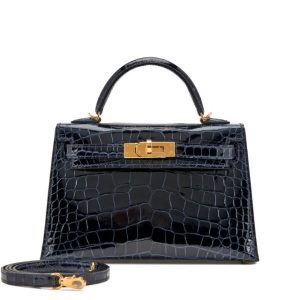 Hermès Kelly 20 Blue Marine 78 Alligator Shiny