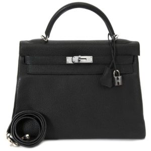 Hermès Kelly 32 Black 89 Togo