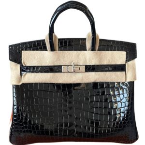 Hermès Birkin 25 Black 89 Niloticus Crocodile Shiny