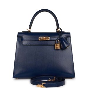Hermès Kelly 25 Blue Saphir T7 Box