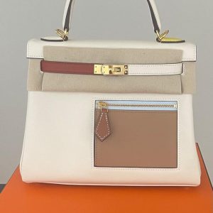 Hermès Kelly Colormatic 25 Chai 0M, Cuivre  6C, Lime 9R, Mauve Sylvestre X9, Nata I2 Swift U