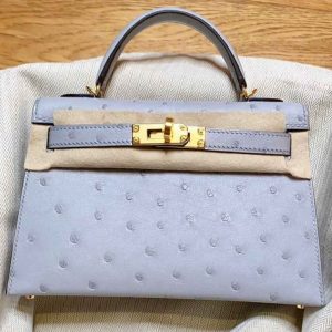 Hermès Kelly  20 Blue Glacier 8U Ostrich U