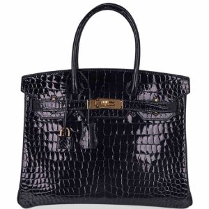 Hermès Birkin  30 Black 89 Porosus Crocodile Shiny 2023 U