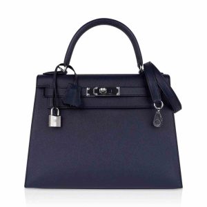 Hermès Kelly Sellier 25 Blue Indigo 76 Epsom