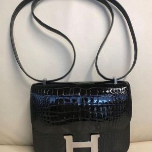 Hermès Constance  18 Black 89 Alligator Shiny 2020 Y