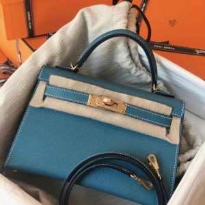 Hermès Kelly Sellier 20 Blue Jean  75 Epsom 2023 B