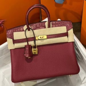 Hermès Birkin Touch 25 Rouge Grenat K1 Alligator Matt, Togo 2023 B