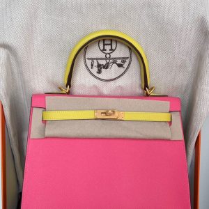 Hermès Kelly Sellier & HSS 25 Lime 9R, Rose Azalee 8W Epsom 2023 U