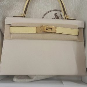 Hermès Kelly Sellier & HSS 20 Craie  10, Jaune Poussin 1Z Epsom B