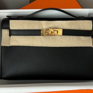 Hermès Kelly Pochette Black 89 Swift U