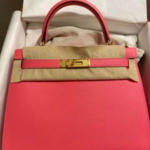 Hermès Kelly Sellier 28 Rose Azalee 8W Epsom 2019 D