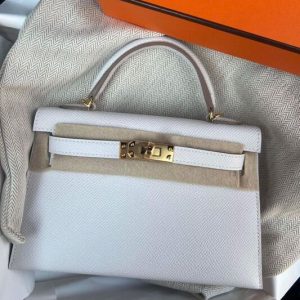 Hermès Kelly Sellier 20 Gris Pale M4 Epsom 2023 B