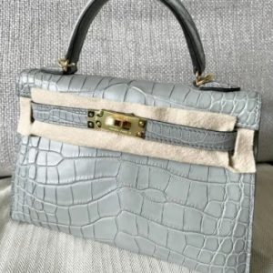 Hermès Kelly  20 Gris Ciment 0V Alligator Matt B